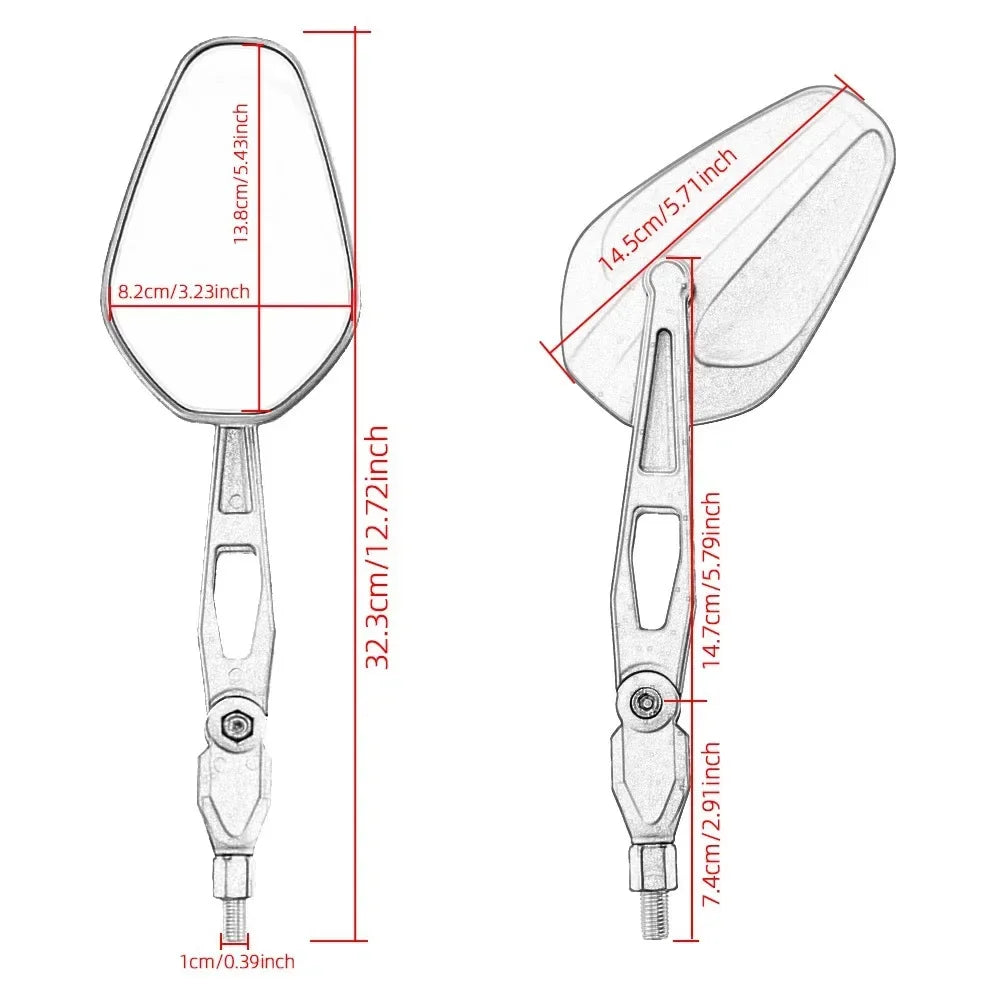 Universal Motorcycle Rearview Mirrors Pair – Sporty, Adjustable, ABS+Glass ADV