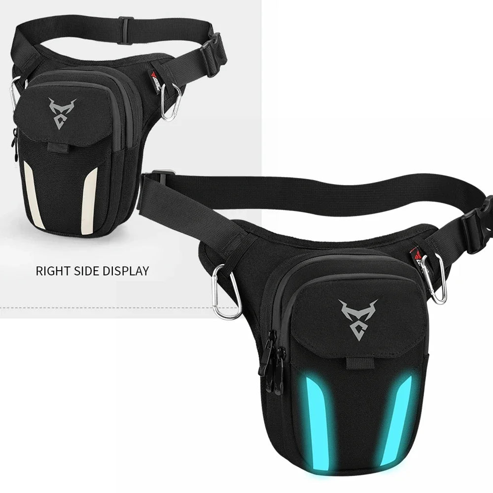 Waterproof Motorcycle Drop Leg Bag with LED Light - Moto Pack for Outdoor Sports