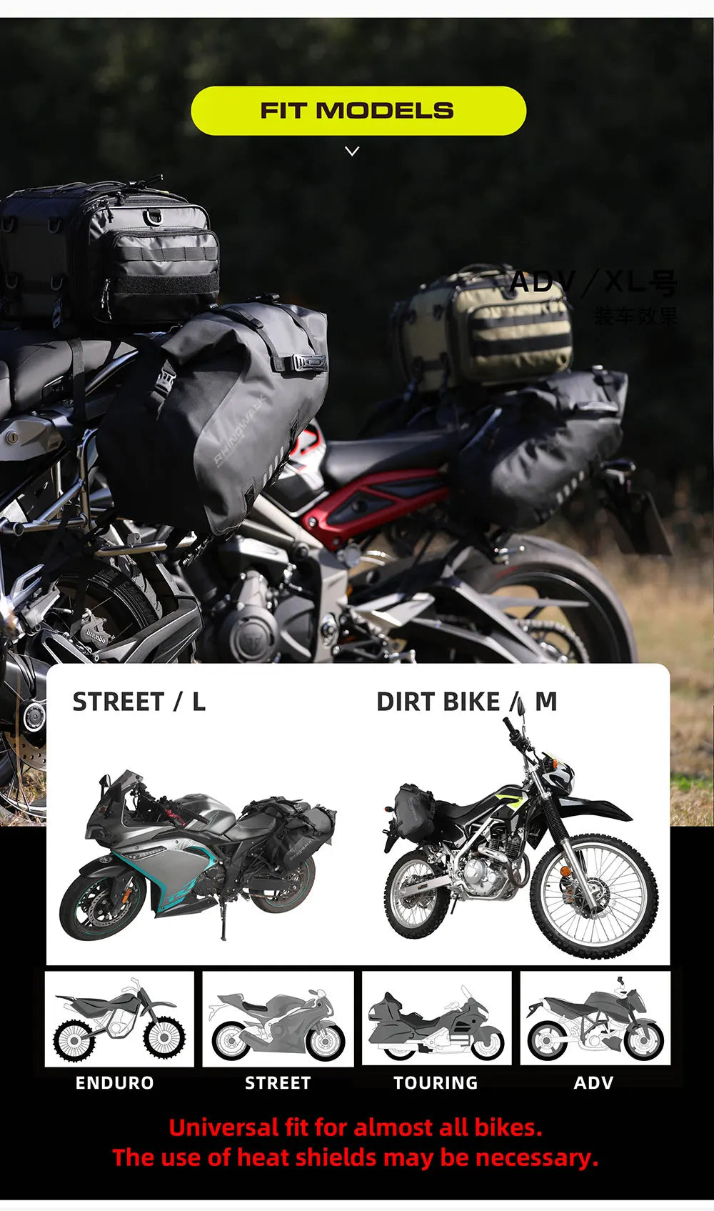 Rhinowalk Motorcycle Side Bags 100% Waterproof 18L/28L/48L Large-Capacity Panniers