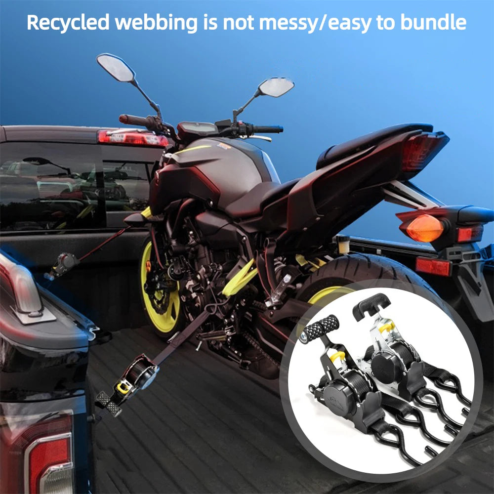 Retractable Ratchet Strap Auto Tie Down Load for Car Van Trailer Motorcycle