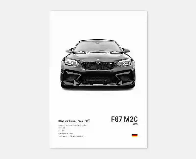 Pop B&W Luxury Car Canvas Poster Mancave Supercar MSport F80 M3 M140 GTR F87 G80