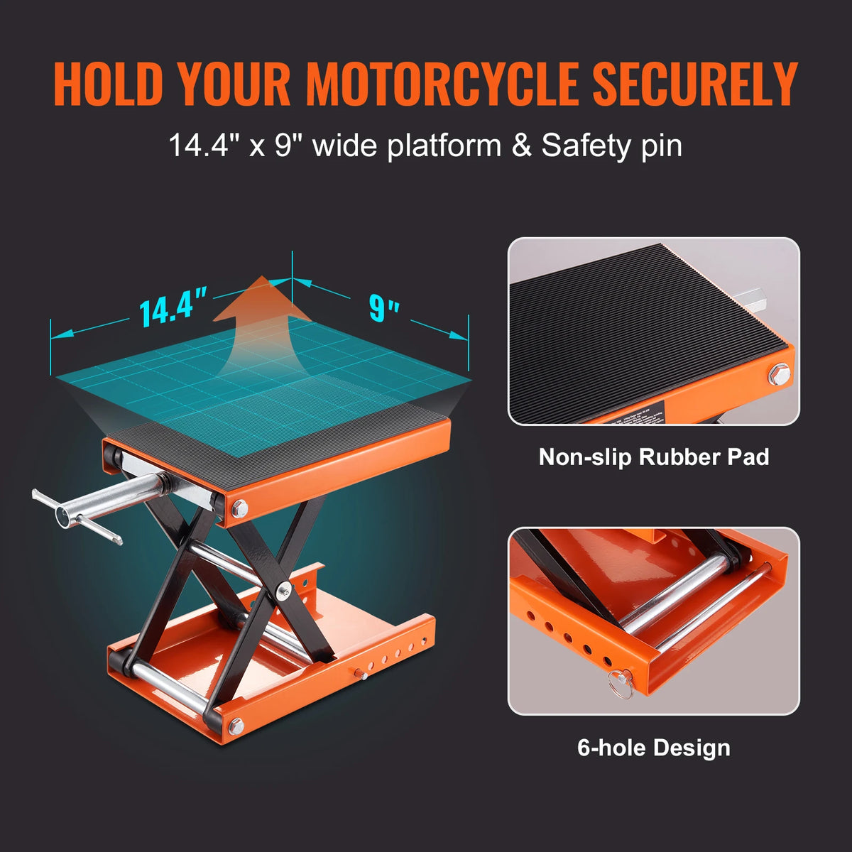 Motorcycle Scissor Lift Jack Stand 500kg Wide Deck Adjustable Garage Repair Tool