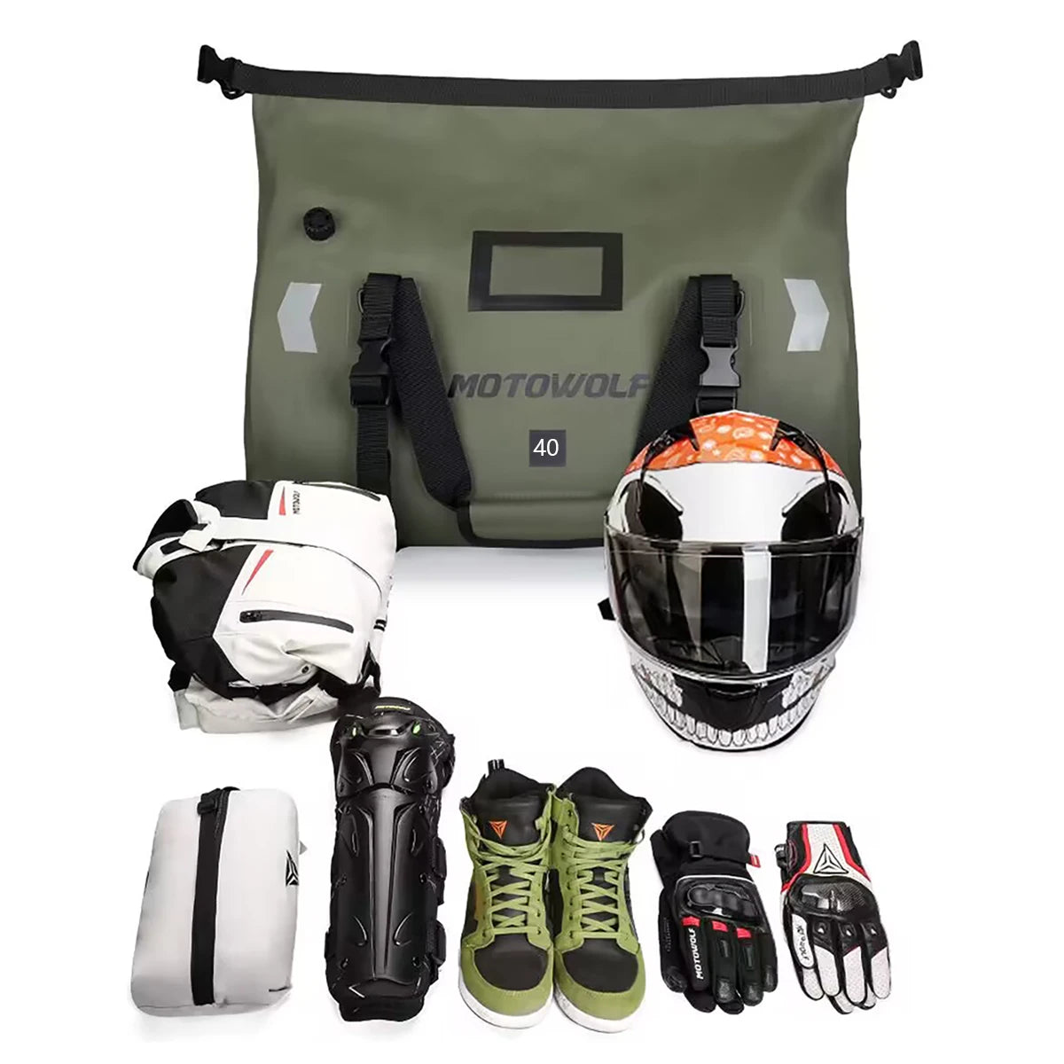 Motorcycle Waterproof Dry Bag 40L 66L Luggage Roll Pack Tail Seat Bag Holdall