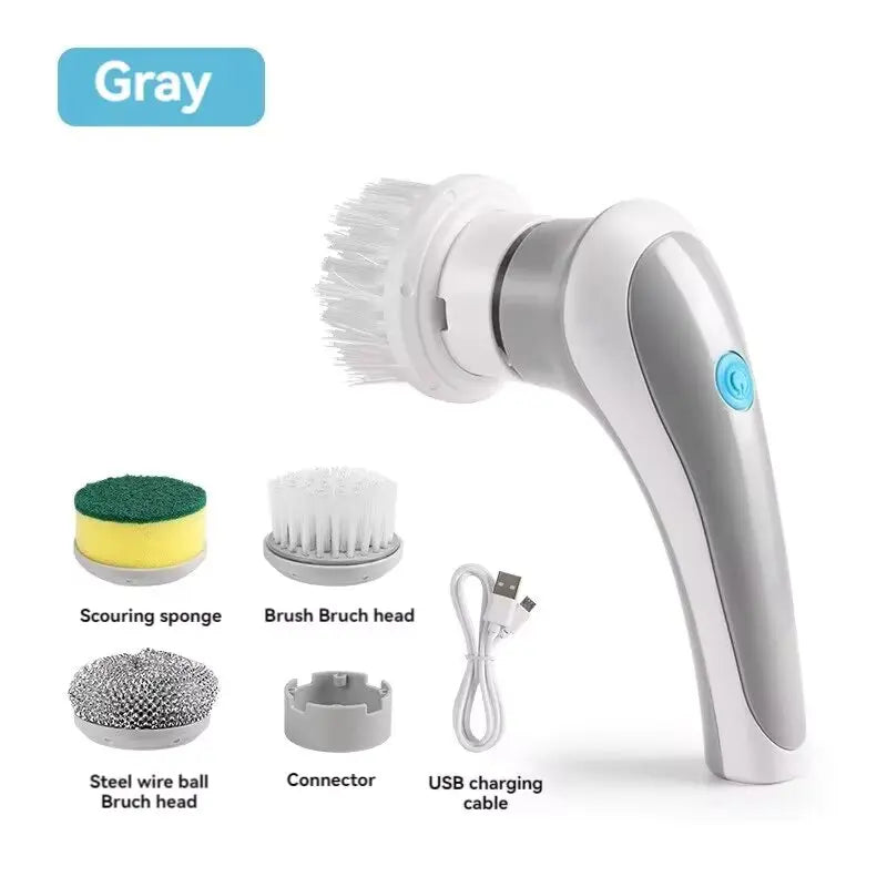 3-in-1 Electric Cleaning Brush - Rotating Sponge & Wire Brush, USB Rechargeable