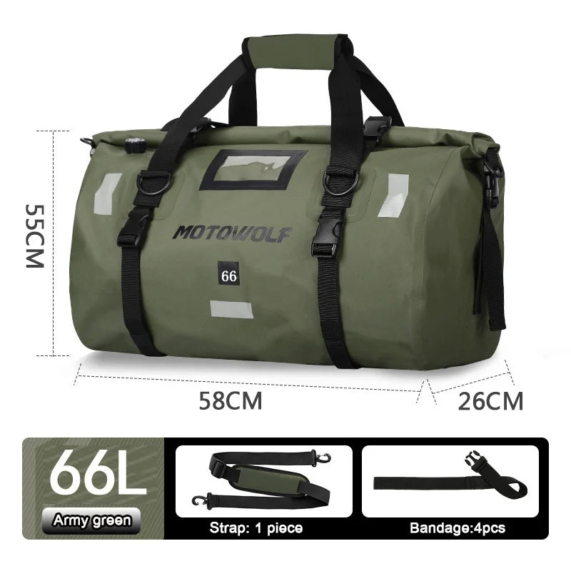 Waterproof Motorcycle Tail Bag 40/66L KTM BMW Yamaha Moto Luggage High Capacity