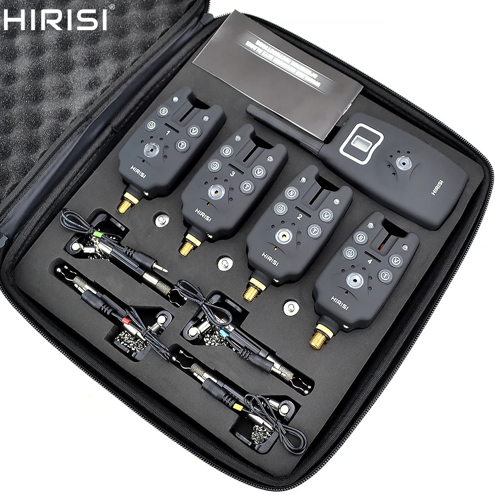 Wireless Carp Fishing Bite Alarm Set 1+4 w/ 4 LED Swingers B1203S-D
