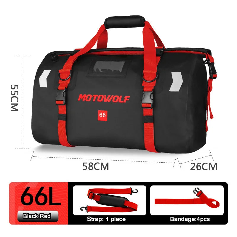 Waterproof Motorcycle Tail Bag 40/66L KTM BMW Yamaha Moto Luggage High Capacity