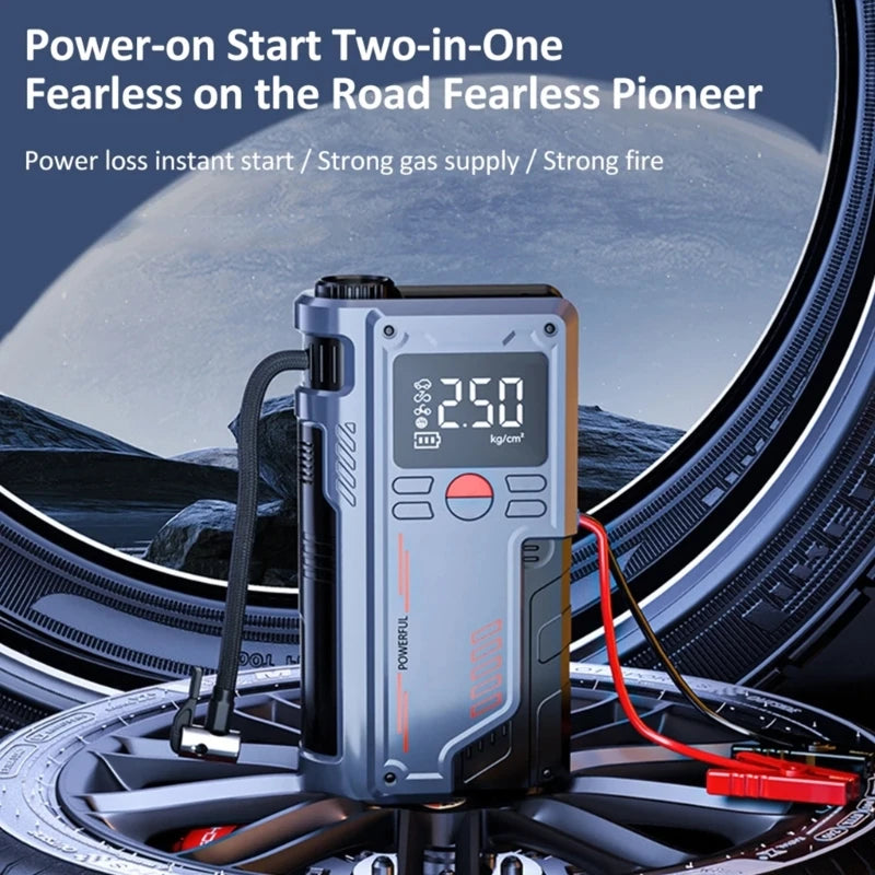 14.8V Tyre Inflator + 1000A Car Jump Starter Battery Booster w/ LED & Digital Display