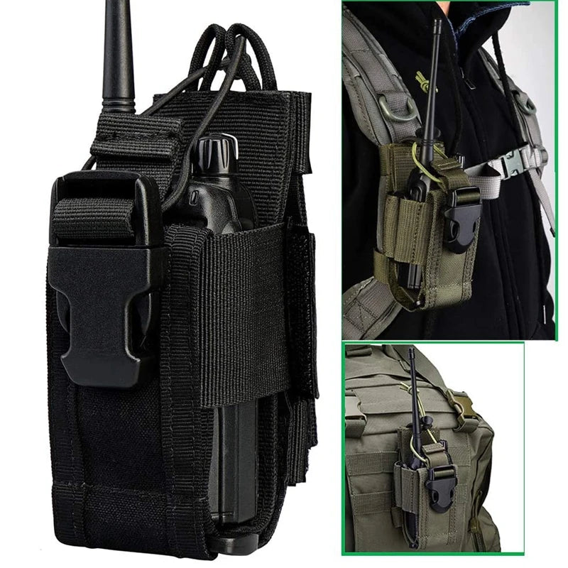 Tactical Walkie Talkie Radio Holder Molle Pouch Nylon Belt PackAirsoft Hiking