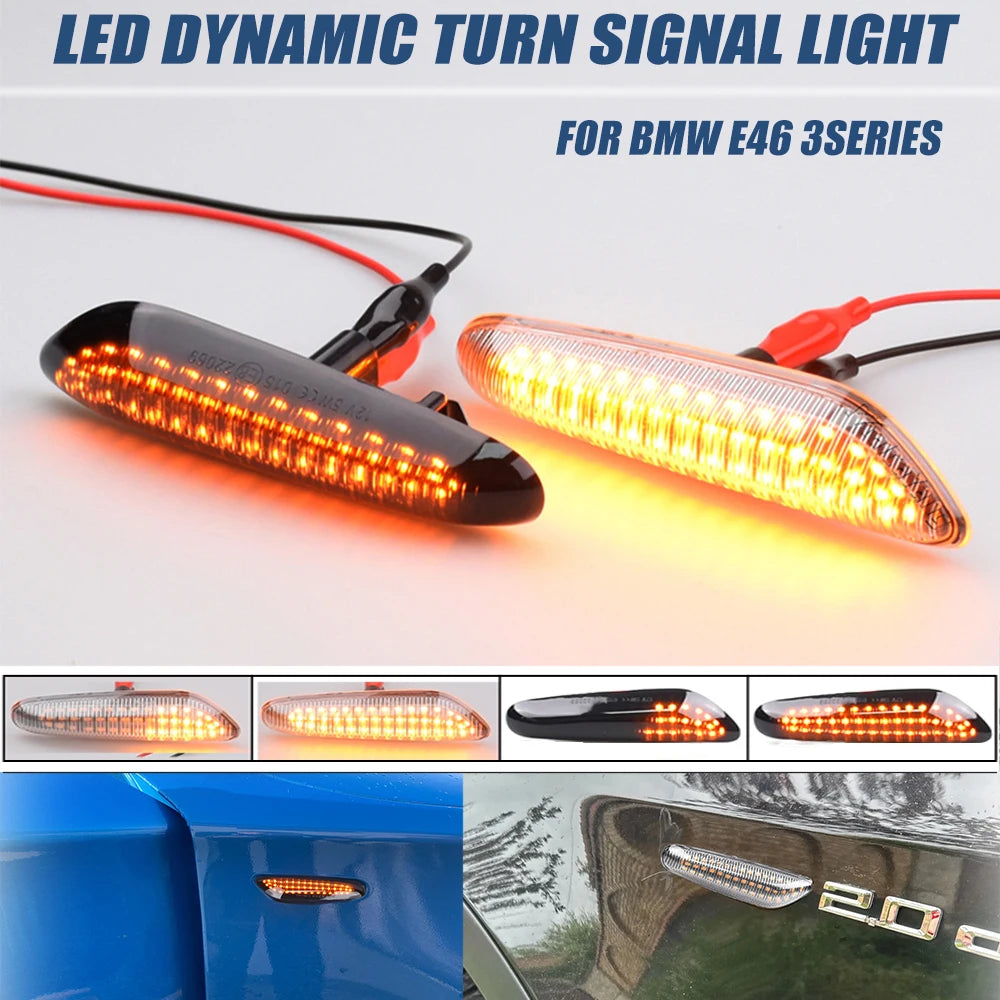 Sequential LED Turn Signal Side Marker Lights for BMW X3 X1 E46 E90 E92 E87 E88