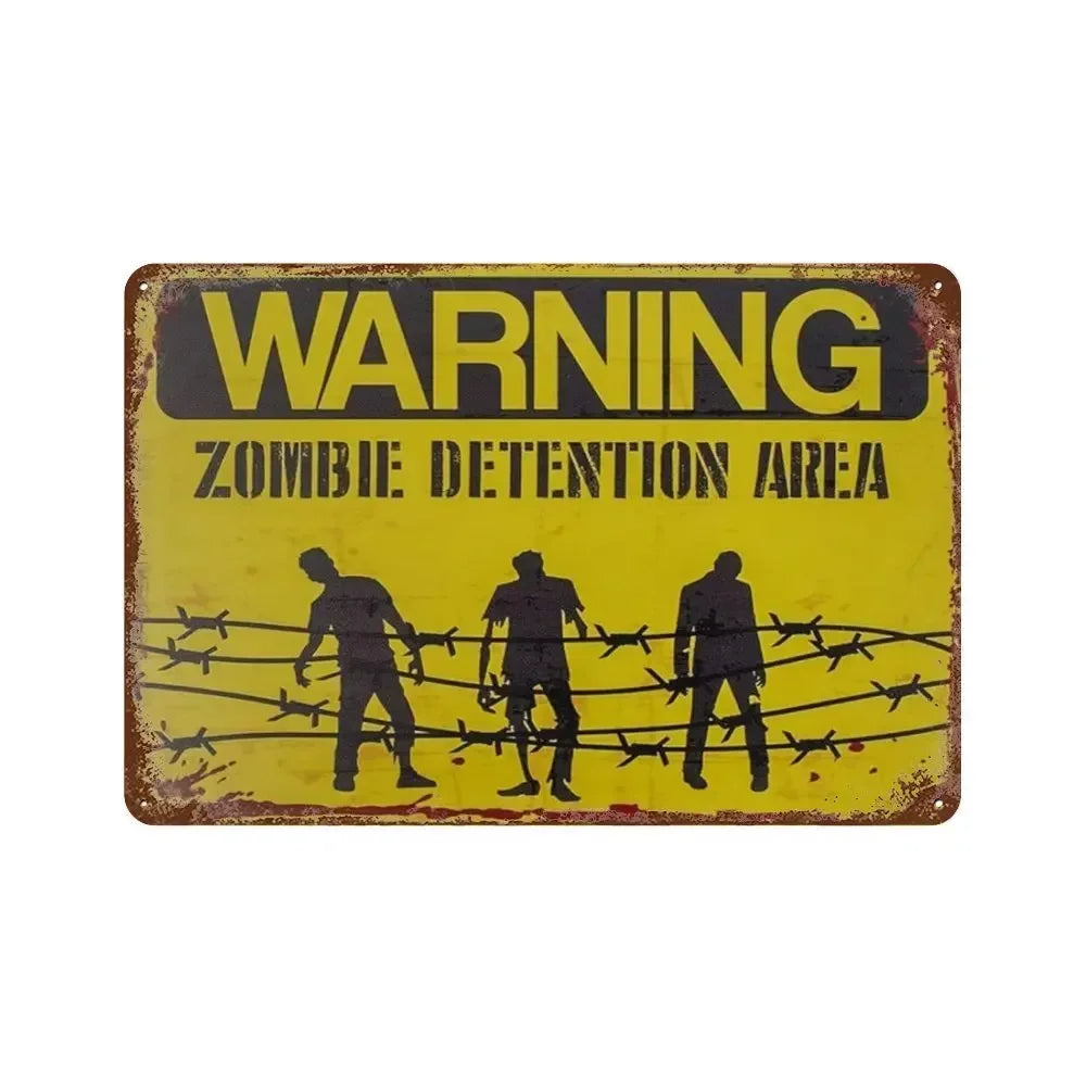 Vintage Caution Notice Zone Keep out Metal Sign, Danger, Mancave, Garage, Gift