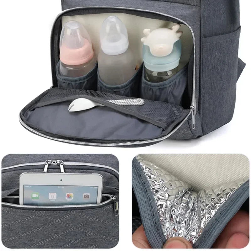 Large USB Mummy Diaper Bag - Waterproof, Functional, Nursing Backpack