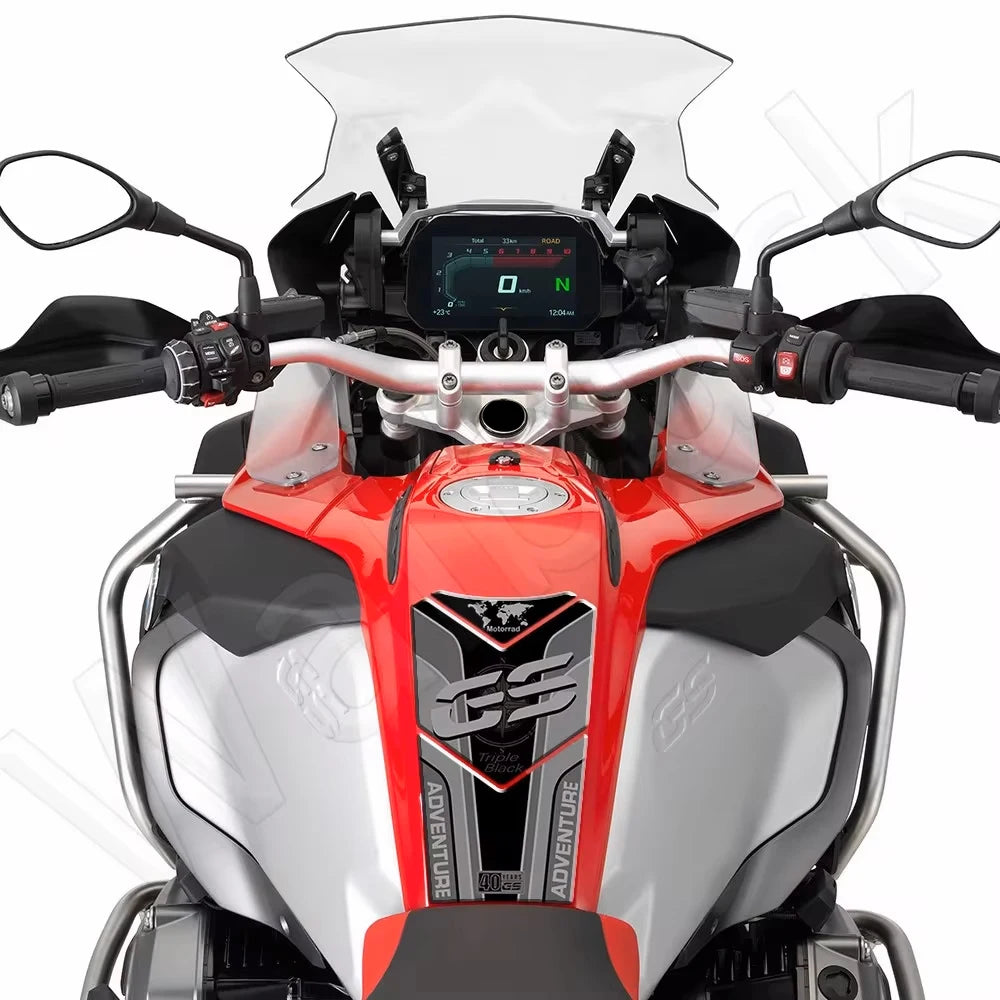 3D Motorcycle Tank Pad Protector Decal For BMW R1250GS R1200GS ADV Triple Black