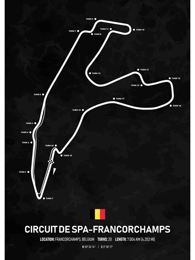 F1 Racing Track Poster Canvas Prints Monaco, Silverstone, Spa, Le Mans - Mancave