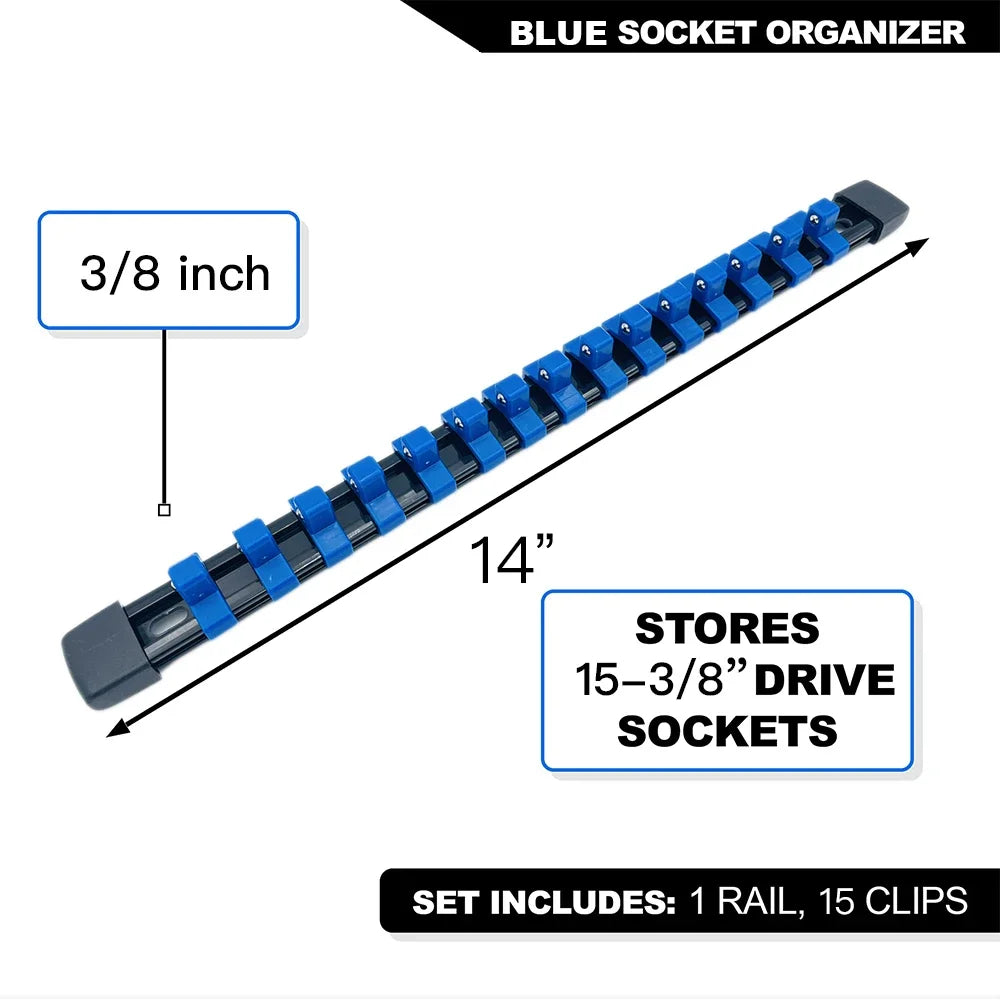 ABS Socket Organizer Rails - 1/4", 3/8", 1/2" Tool Box Rail Track Holder
