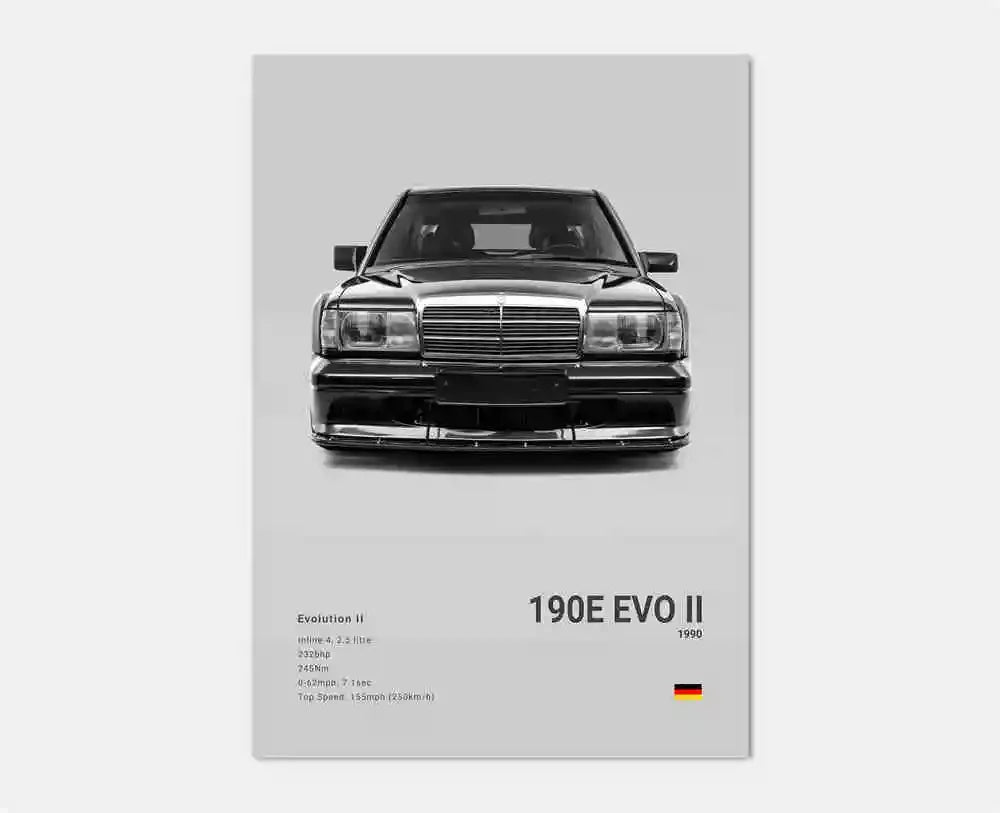 B&W Luxury Sports Car Poster Canvas Wall Art Garage Mancave Merc G63 SL GTR AMG
