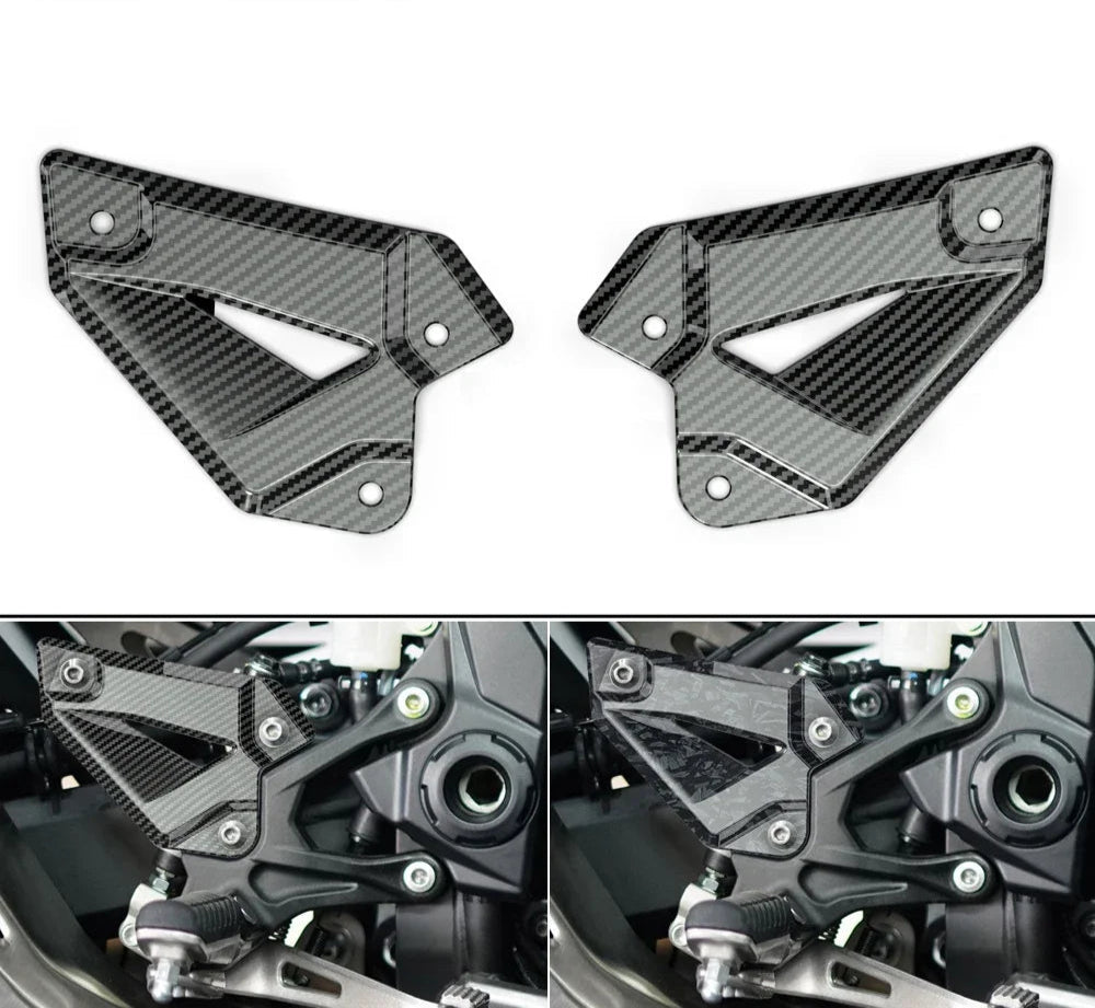 Carbon Look Heel Guard Plates For Kawasaki Z900 SE 2017-2024 Foot Pedal Covers