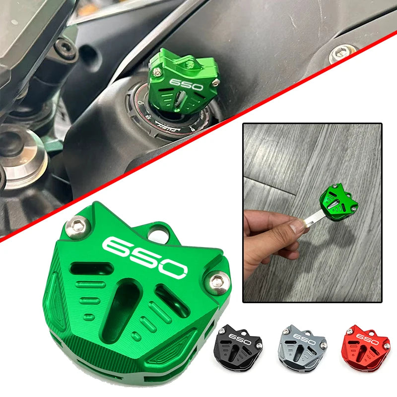 CNC Motorcycle Key Shell Cover & Keychain for Kawasaki Z650 Ninja 650 2017-2025