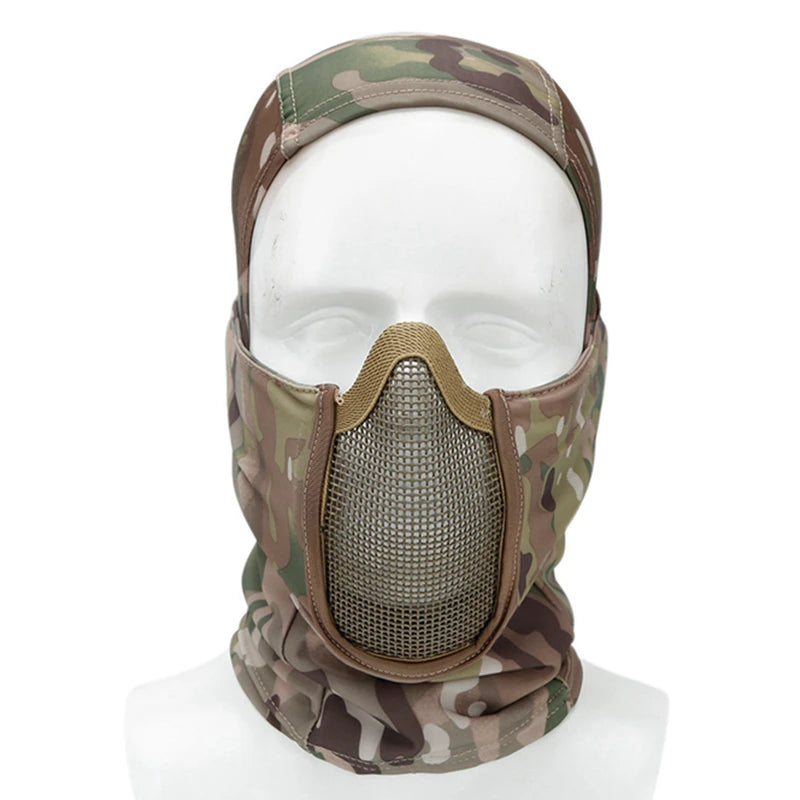 Airsoft Mesh Face Mask with Ear Protection Tactical Paintball Gear