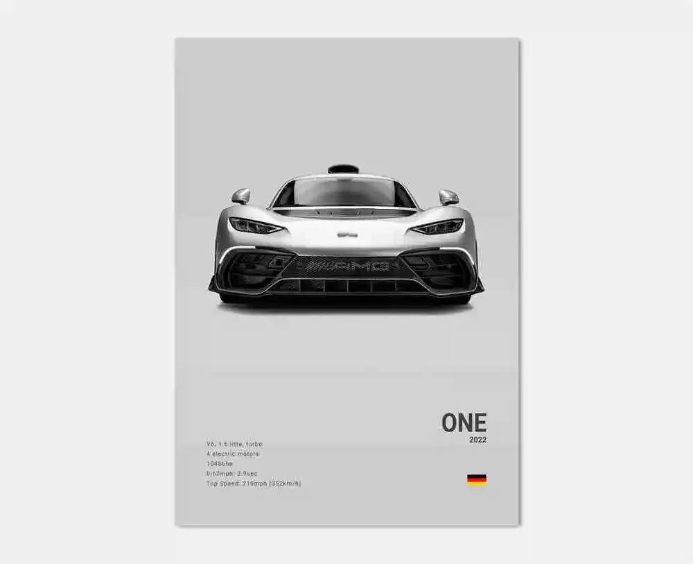 B&W Luxury Sports Car Poster Canvas Wall Art Garage Mancave Merc G63 SL GTR AMG