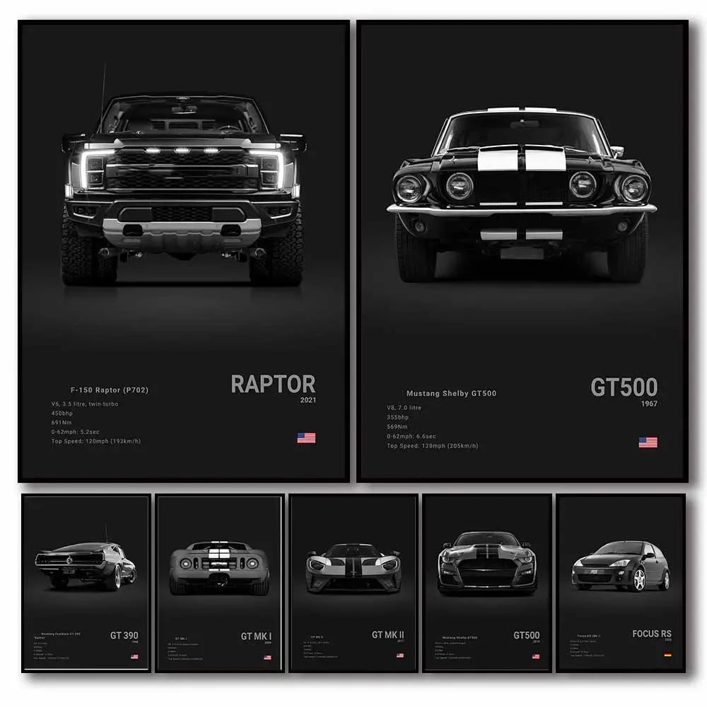 Pop Off Road Car Mancave Poster Luxury Supercar Canvas Wall Art MK1 RS GT500 GTR