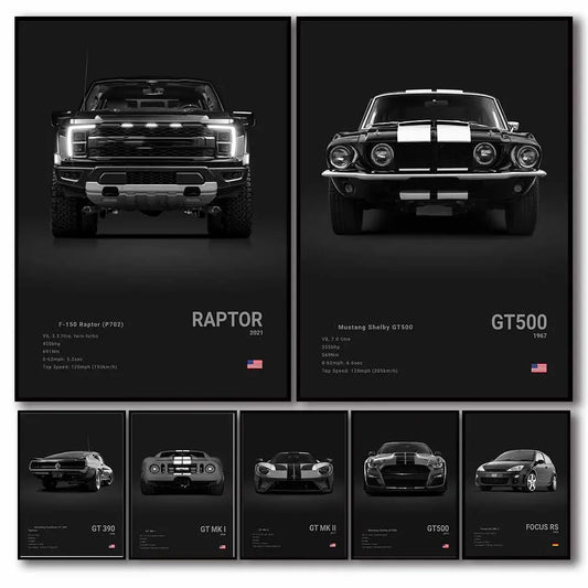 Pop Off Road Car Mancave Poster Luxury Supercar Canvas Wall Art MK1 RS GT500 GTR