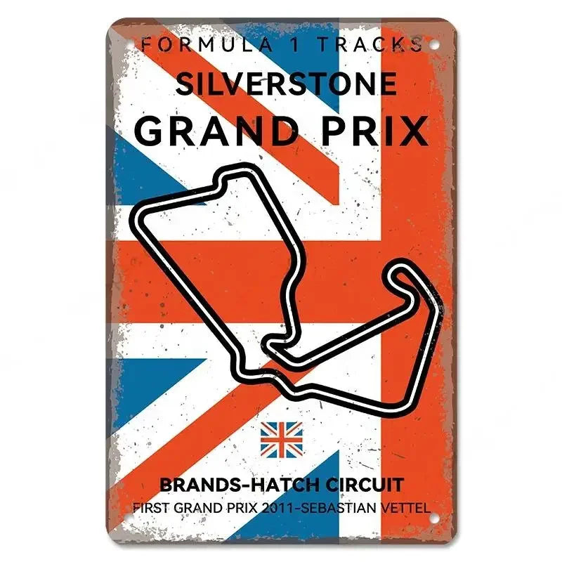 Vintage Race Track Metal sign F1 Aluminium Plaque Garage, Mancave, Home, Office