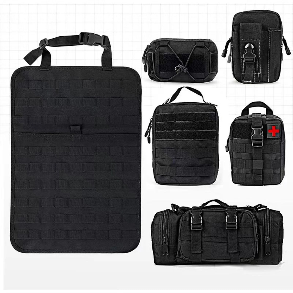 Tactical Car Backseat Hanging Storage Bags – Multi-Pocket, organiser, First Aid,