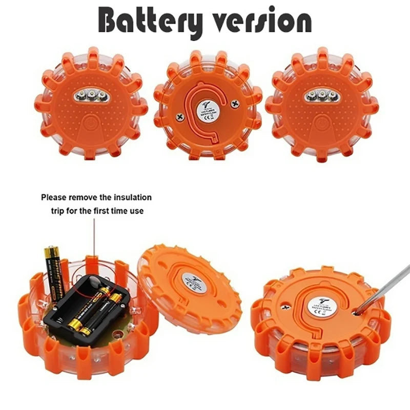 LED Warning Light Safety Flare 9-Mode Emergency Strobe Magnetic USB/Batt