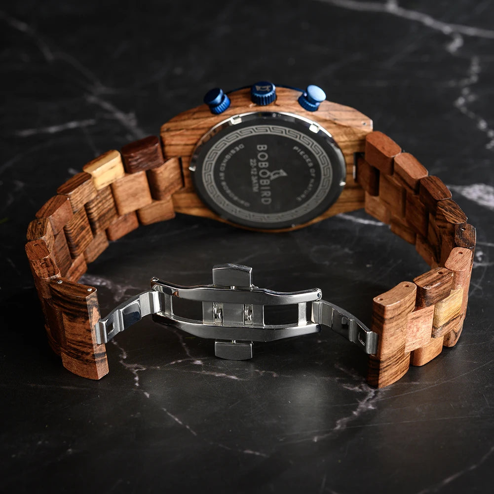 BOBO BIRD Men’s Wooden Chronograph Watch – Business Style with Date Display