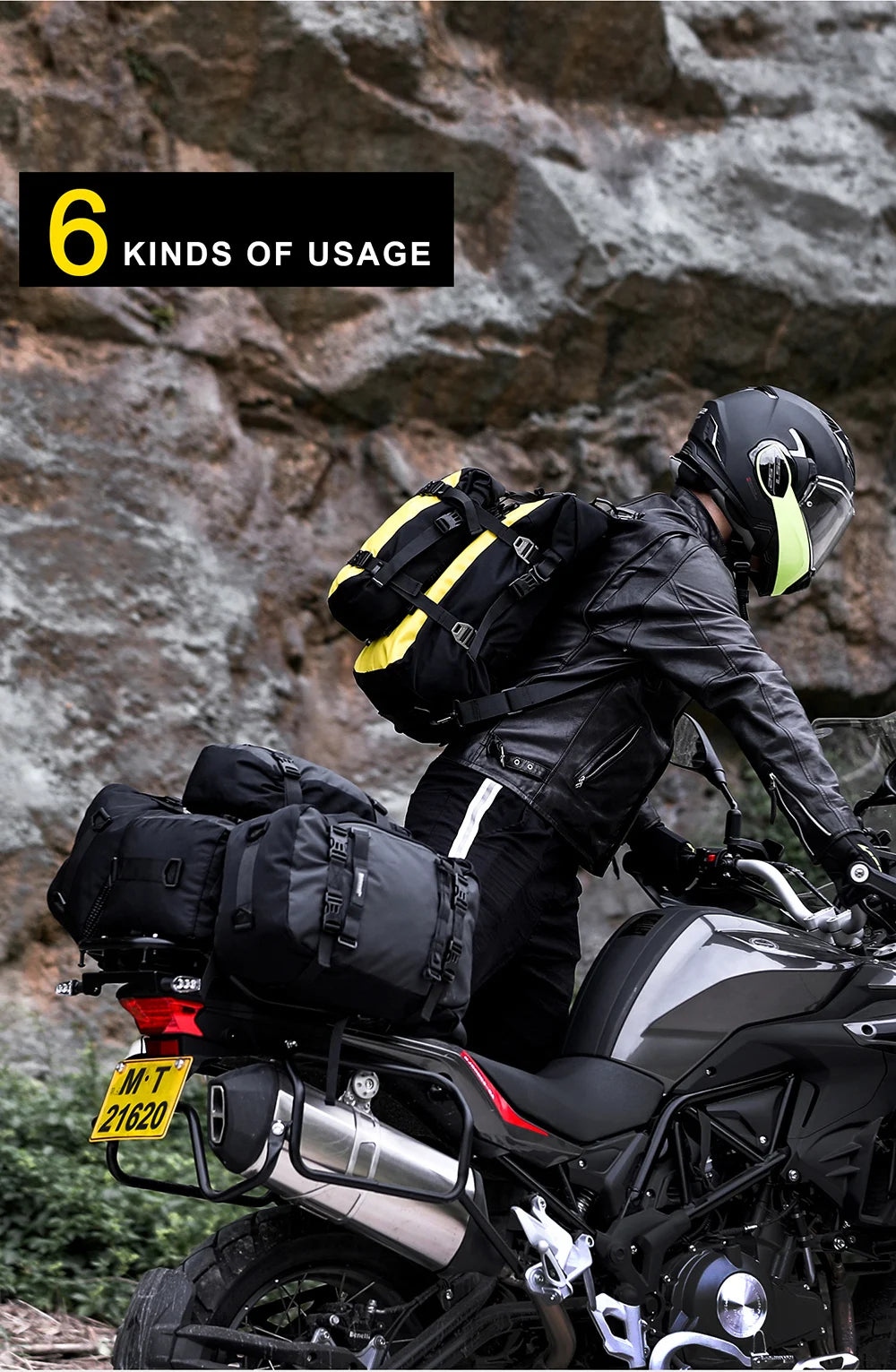 Rhinowalk Motorcycle Saddle Luggage Waterproof Rear Seat Bag 10L 20L 30L