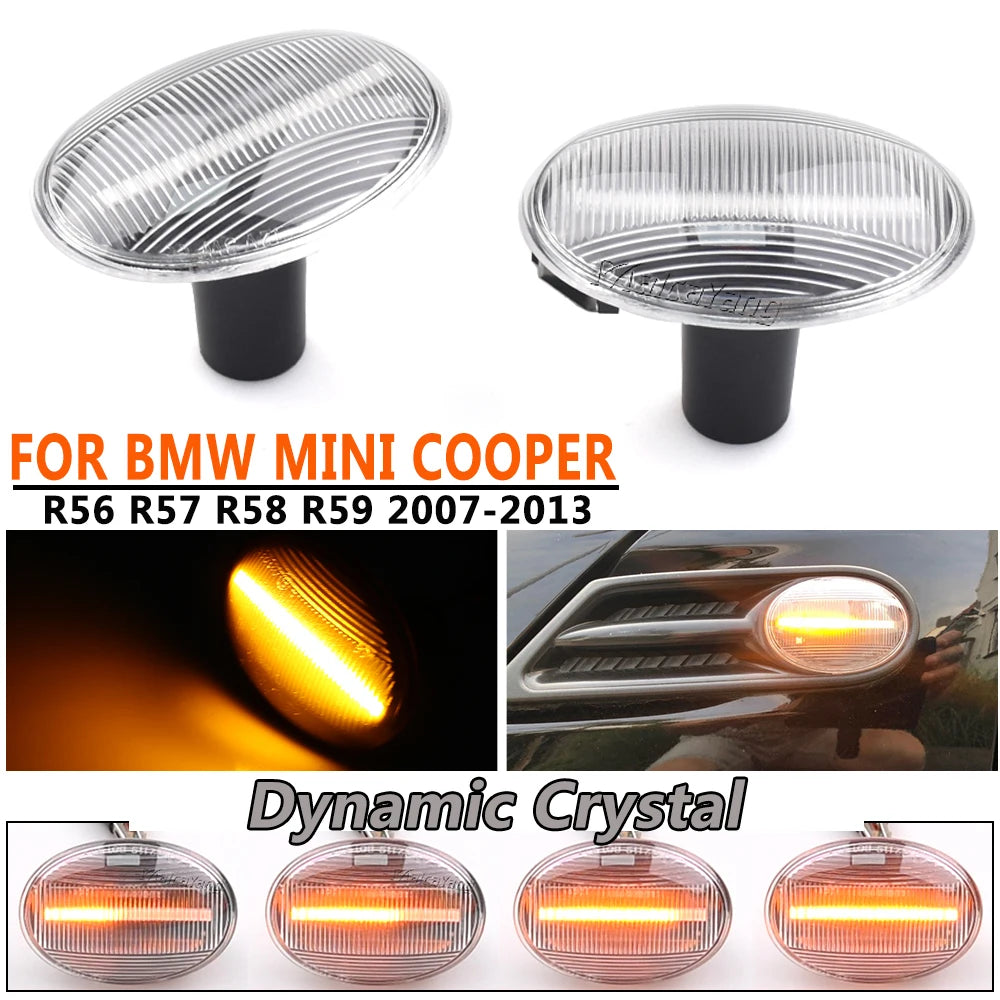 Pair Dynamic LED Side Marker Light Indicator for BMW MINI Cooper R55 R56 R57 R58