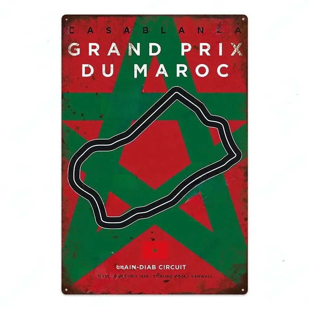 Vintage Race Track Metal sign F1 Aluminium Plaque Garage, Mancave, Home, Office