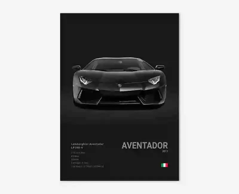 B&W Canvas Poster Luxury Supercar Lamborghini SUV SVJ Wall Art Garage Mancave