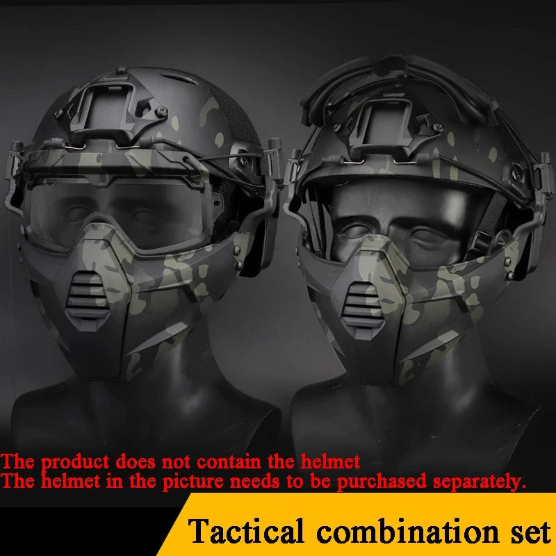 Airsoft Paintball Mask & Goggles Set Half Face Tactical Halloween Eye Protection