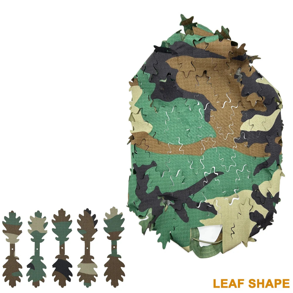 3D Camo Airsoft Helmet Cover – Laser Cut Leaf Shape or Mesh, Paintball Tactical