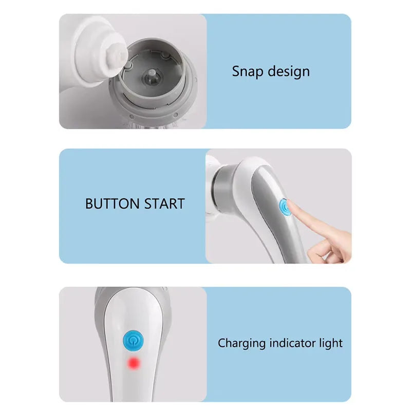 3-in-1 Electric Cleaning Brush - Rotating Sponge & Wire Brush, USB Rechargeable