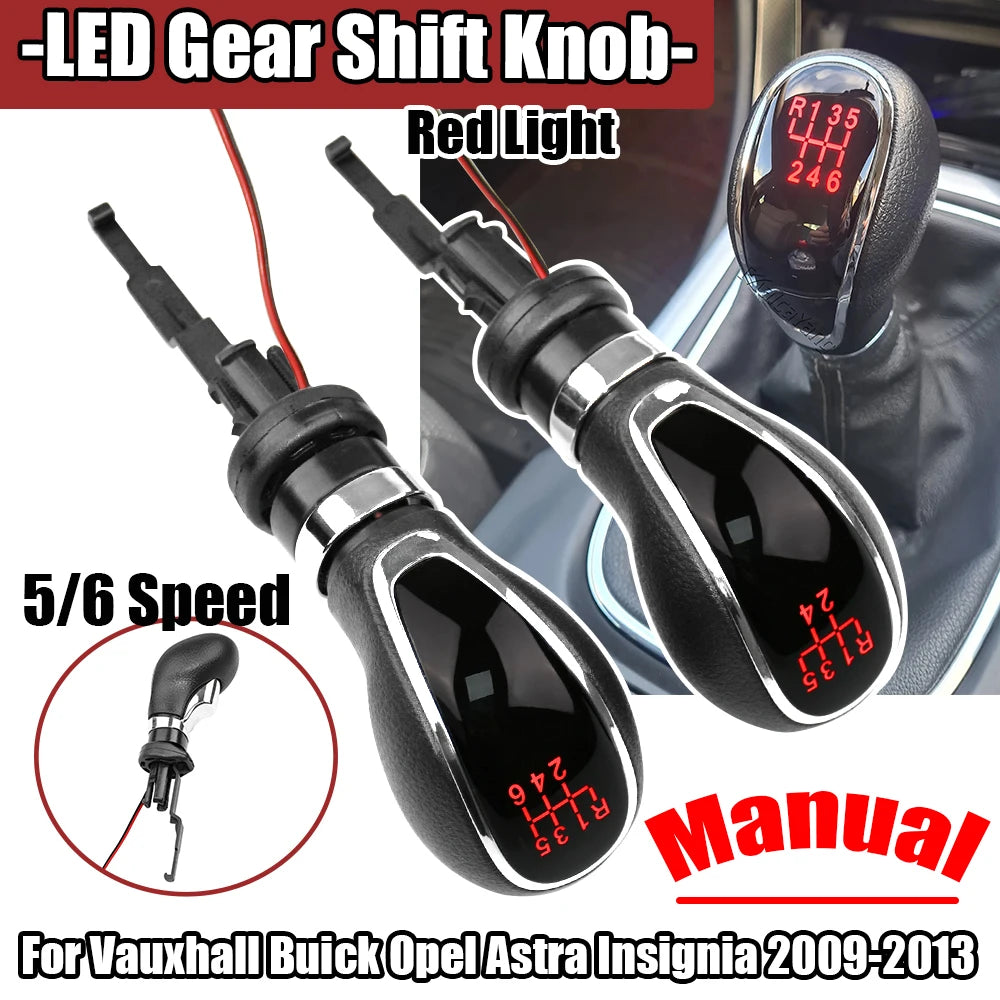 Red LED Car Gear Shift Knob 5/6-Speed Manual for Vauxhall Astra Excelle Insignia