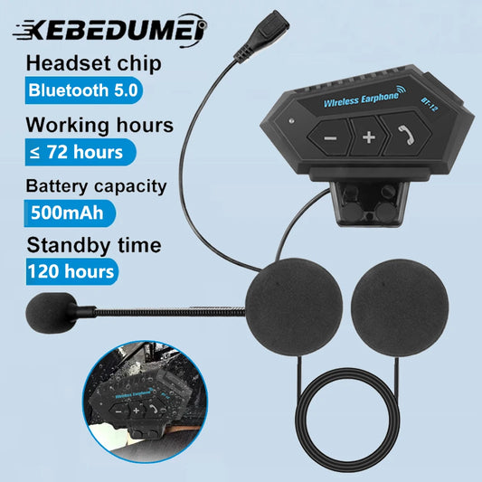 BT12 Bluetooth Motorcycle Helmet Headset Wireless Handsfree Music & Calls