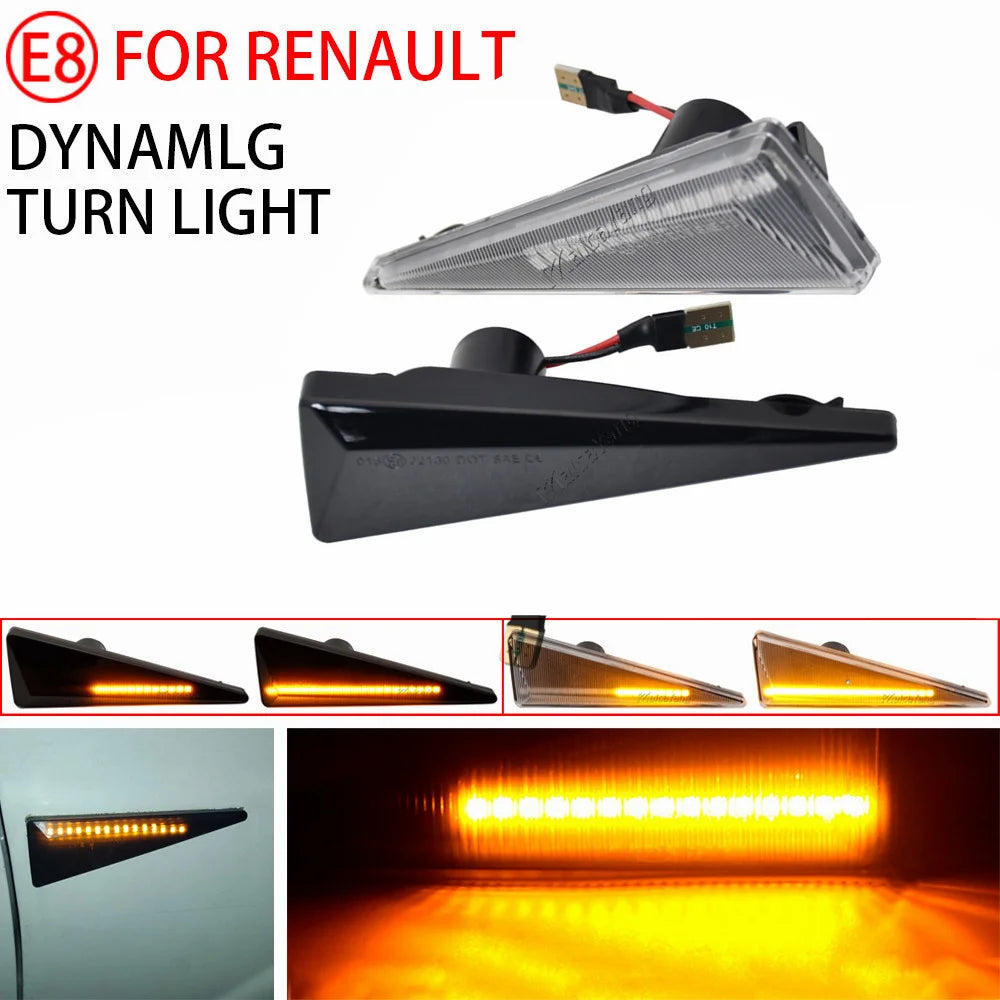 2Pcs LED Dynamic Side Marker Turn Signal Light for Renault Megane Espace Scenic