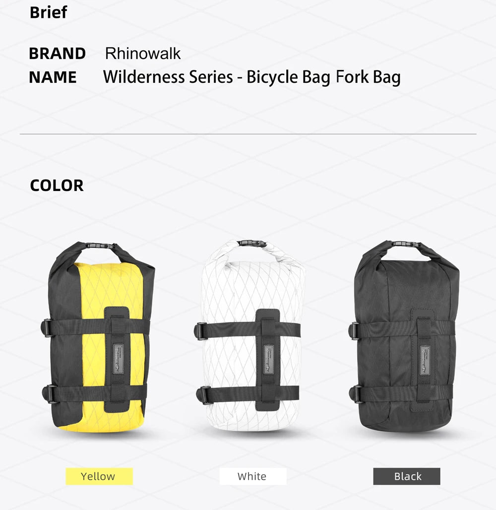 Rhinowalk 6.5L Bike Fork Bag Waterproof Roll Top Front Rack Pack MTB Cycling