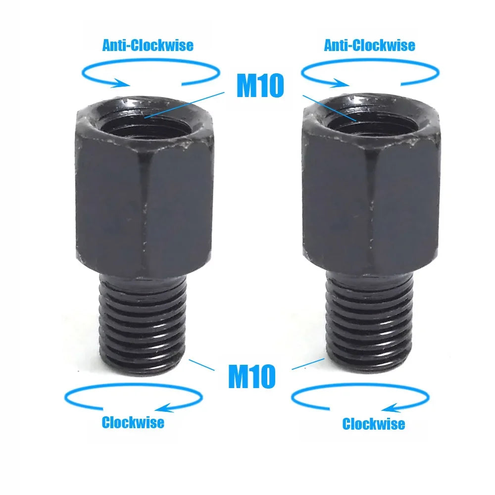Black Motorcycle Mirror Adapters M10 M8 Right/Left Thread Conversion for Mirrors