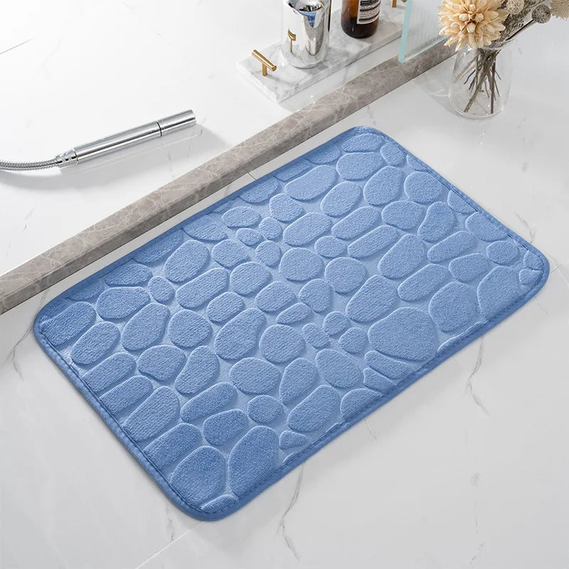 Cobblestone Memory Foam Bath Mat - Non-Slip Super Soft Bathroom Rug 40x60cm