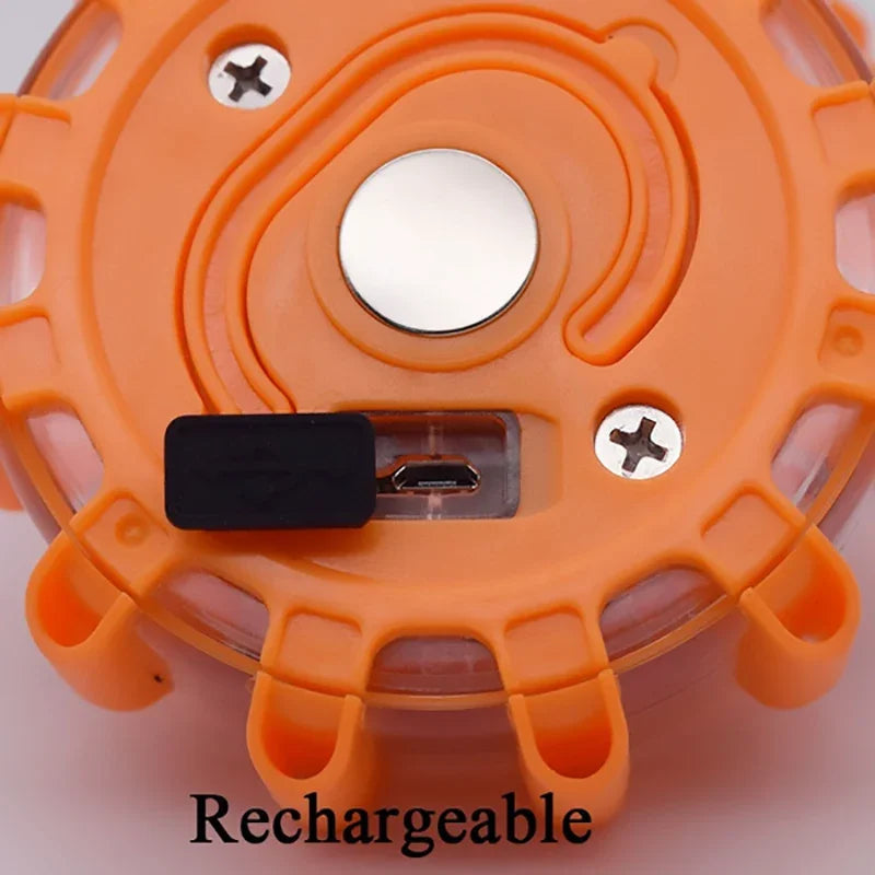 LED Warning Light Safety Flare 9-Mode Emergency Strobe Magnetic USB/Batt