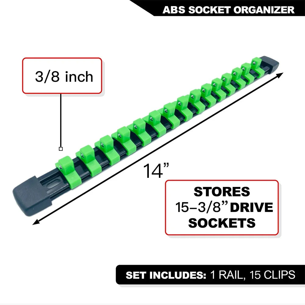 ABS Socket Organizer Rails - 1/4", 3/8", 1/2" Tool Box Rail Track Holder