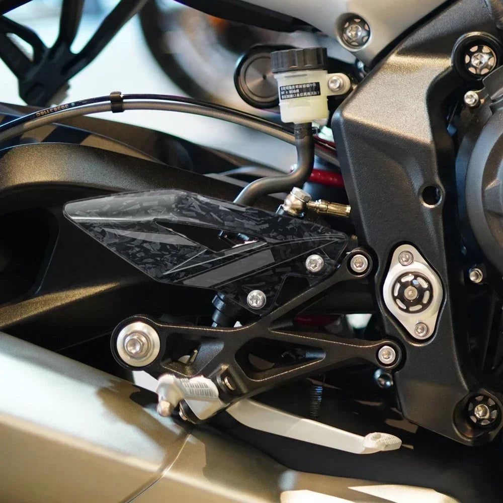 Triumph Street Triple 765R RS 2016-2024 Carbon-look Foot Pedal Heel Guard Plates