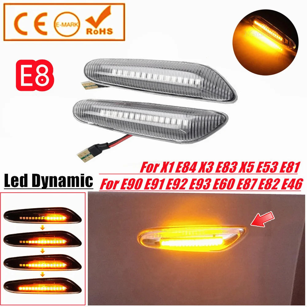 2X Dynamic LED Side Marker Turn Signal Light BMW E46 E90 E60 X1 X3 1 3 5 Series