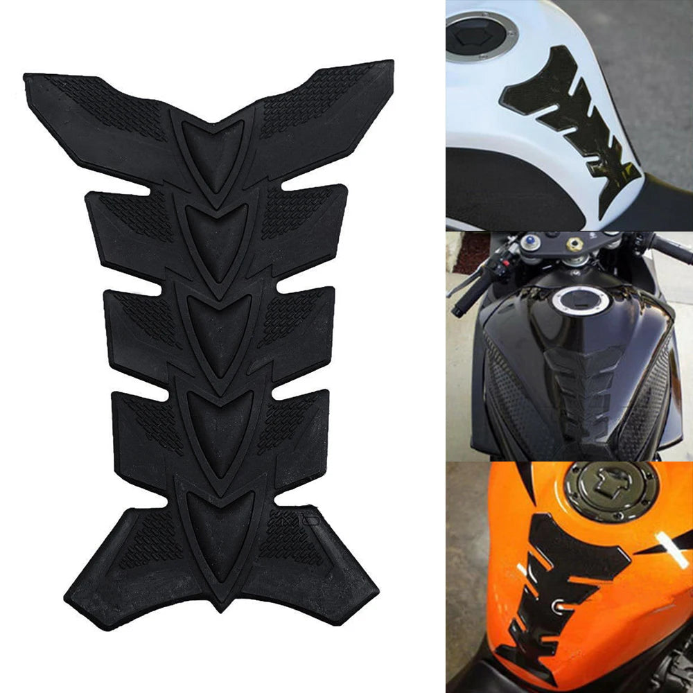 3D Motorcycle Gas Fuel Tank Pad Sticker Decal Black Rubber Protector Universal