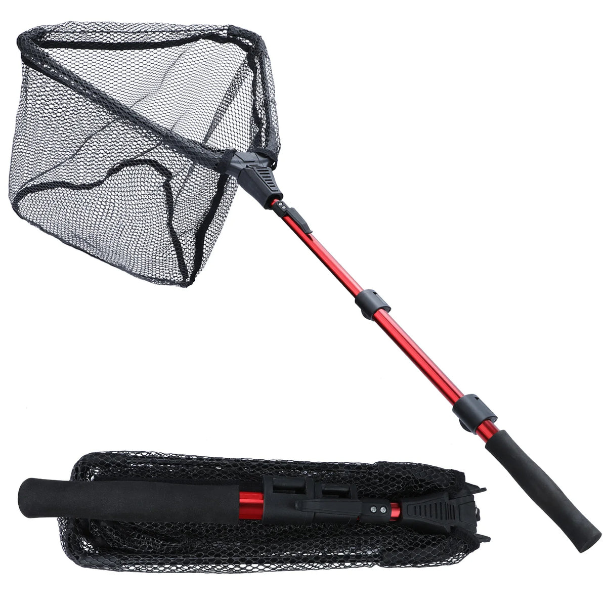 Portable Retractable Fishing Net 75/95/115cm for Bass, Carp, Trout, Multifilament