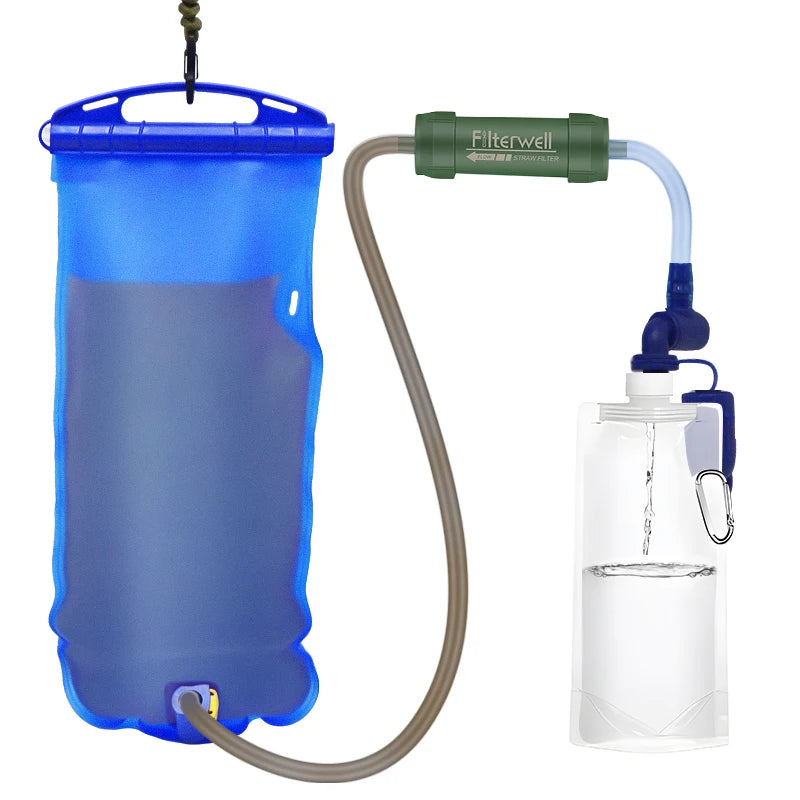Outdoor Water Filter Straw & Gravity Bag – Portable Purifier, Camping & Survival